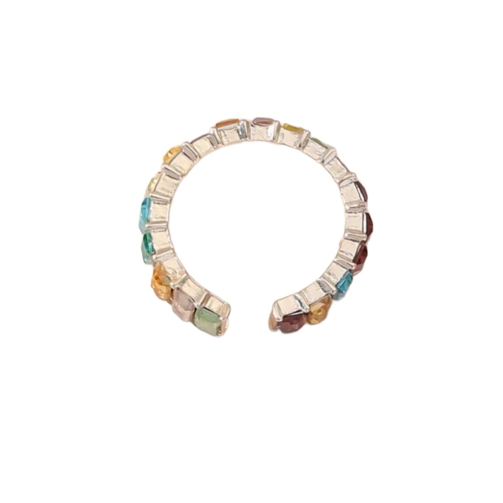 Gold and Colorful Rhinestone Cuff Ring - Picture 4 of 10